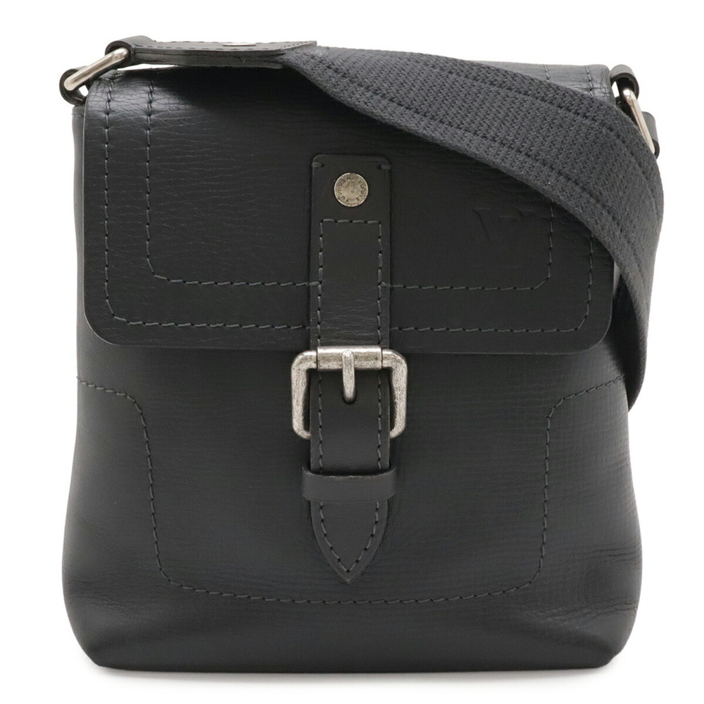 LOUIS VUITTON Utah Yuma Shoulder Bag Pochette Leather Basalt Dark Gray M97024